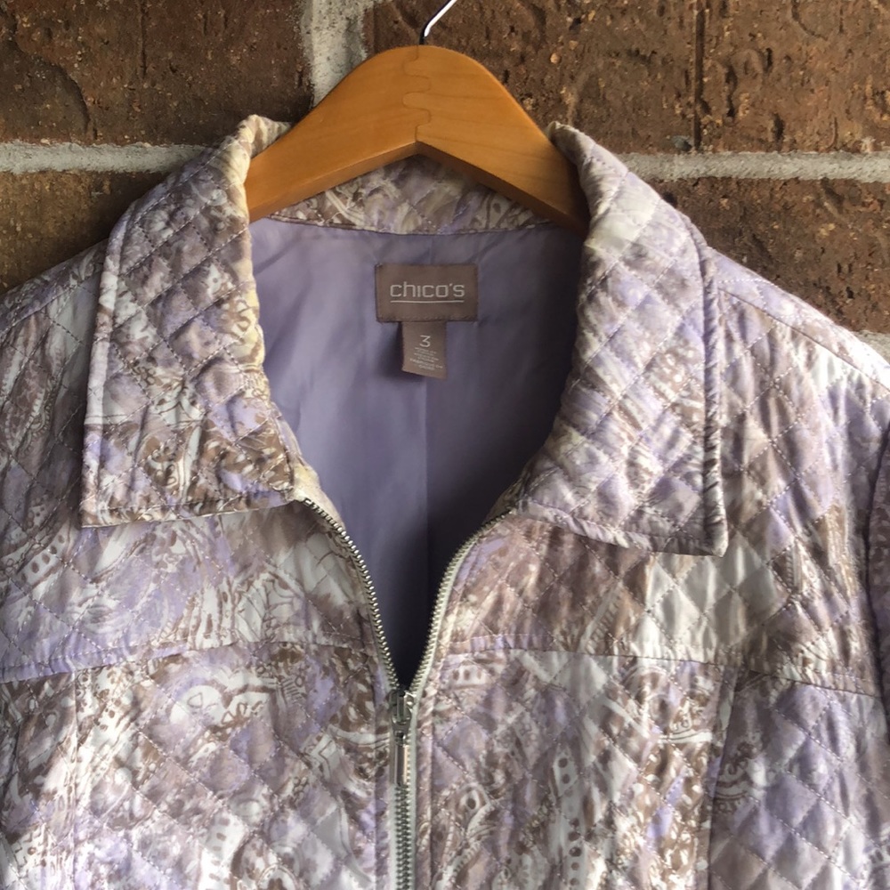 Chico's size 3 Lavender and Tan Quilted Jacket - Picture 2 of 7